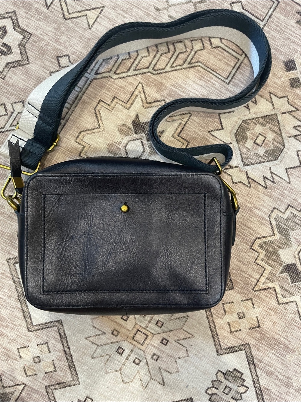 Madewell Black Leather Crossbody with Contrast Strap